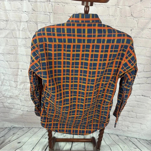 ANAMS MAN hand crafted sleek fit button up Shirt size 40 medium navy orange - Picture 6 of 6